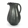 Mercana Anya Matte Black Scalloped Petal Cast Metal Jug Side - Mercana Anya Matte Black Scalloped Petal Cast Metal Jug Side