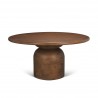 Mercana Arno Warm Mid-Brown Wood Sculptural Round Coffee Table Front