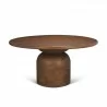 Mercana Arno Warm Mid-Brown Wood Sculptural Round Coffee Table Front - Mercana Arno Warm Mid-Brown Wood Sculptural Round Coffee Table Front