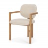 Carlisle Curved Back Cream Chenille Tripod Frame Dining Armchair Front