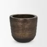 Mercana Aivana Large Antiqued Gold Metal Floor Vase Front - Mercana Aivana Large Antiqued Gold Metal Floor Vase Front
