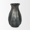 Mercana Anya Matte Black Scalloped Petal Cast Metal Jug Front