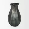 Mercana Anya Matte Black Scalloped Petal Cast Metal Jug Front - Mercana Anya Matte Black Scalloped Petal Cast Metal Jug Front