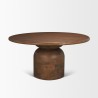 Mercana Atlas 60" Warm Mid-Brown Wood Stacked Pedestal Base Round Dining Table Top