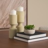 Mercana Akira Textured Beige Metal Pillar Candle Holder
