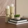 Mercana Akira Textured Beige Metal Pillar Candle Holder - Mercana Akira Textured Beige Metal Pillar Candle Holder