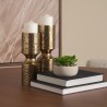 Mercana Akira Hammered Gold Metal Pillar Candle Holder