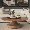 Mercana Arno Warm Mid-Brown Wood Sculptural Round Coffee Table - Mercana Arno Warm Mid-Brown Wood Sculptural Round Coffee Table