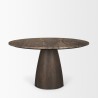 Mercana Allyson 54" Round Dark Brown W/ Cappuccino Marble Pedestal Dining Table 2