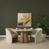 Mercana Curtis Cream Fabric Barrelback Half-Moon Base Dining Armchair - Mercana Curtis Cream Fabric Barrelback Half-Moon Base Dining Armchair