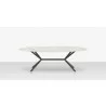 DecoScapes Oliver Oval Rimless Porcelain Dining Table - Front - DecoScapes Oliver Oval Rimless Porcelain Dining Table - Front