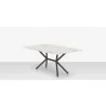 DecoScapes Oliver Emerald Rimless Porcelain Dining Table - Medium - Side Angled - DecoScapes Oliver Emerald Rimless Porcelain Dining Table - Medium - Side Angled