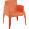 Box Resin Outdoor Dining Arm Chair - Orange