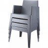 Box Resin Outdoor Dining Arm Chair - Dark Gray