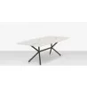 DecoScapes Oliver Emerald Rimless Porcelain Dining Table - Large - Side Angled - DecoScapes Oliver Emerald Rimless Porcelain Dining Table - Large - Side Angled
