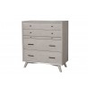 Alpine Furniture Flynn Mid Century Modern 4 Drawer Multifunction Chest w/Pull Out Tray, Grey - Front Side Angle