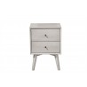 Alpine Furniture Flynn Mid Century Modern 2 Drawer Nightstand, Grey - Front Angle