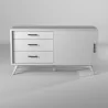 Alpine Furniture Flynn Small TV Console, White - Front Angle - Alpine Furniture Flynn Small TV Console, White - Front Angle