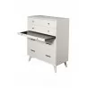 Alpine Furniture Flynn Mid Century Modern 4 Drawer Multifunction Chest w/Pull Out Tray, White - Front Side Opened Angle - Alpine Furniture Flynn Mid Century Modern 4 Drawer Multifunction Chest w/Pull Out Tray, White - Front Side Opened Angle
