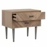 Sunpan Greyson Nightstand in Light Acacia - Front Side Opened Angle - Sunpan Greyson Nightstand in Light Acacia - Front Side Opened Angle