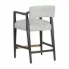Sunpan Keagan Counter Stool in Saloon Light Grey Leather - Back Side Angle - Sunpan Keagan Counter Stool in Saloon Light Grey Leather - Back Side Angle