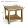 Bahama 22-inch Square 2-Tier Side Table- dimension - Bahama 22-inch Square 2-Tier Side Table- dimension
