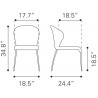 Zuo Modern Oulu Dining Chair in Tangerine - Dimension Sheet