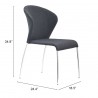 Zuo Modern Oulu Dining Chair in Graphite - With Dimensions
