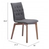 Zuo Modern Orebro Dining Chair in Graphite - With Dimensions