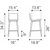 Jericho Counter Stool in Gray - Dimension Sheet