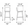 Jericho Counter Stool in Gray - Dimension Sheet - Jericho Counter Stool in Gray - Dimension Sheet