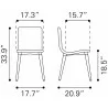 Zuo Modern Jericho Dining Chair in Gray - Dimensions Sheet - Zuo Modern Jericho Dining Chair in Gray - Dimensions Sheet