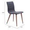Zuo Modern Jericho Dining Chair in Gray - With Dimensions