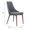 Zuo Modern Moor Dining Chair in Dark Gray - Dimensions