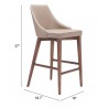 Zuo Modern Moor Counter Stool in Beige - With Dimension