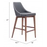 Zuo Modern Moor Counter Stool in Dark Gray - With Dimensions