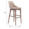 Zuo Modern Moor Barstool in Beige - With Dimension