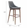 Zuo Modern Moor Barstool in Dark Gray - With Dimensions - Zuo Modern Moor Barstool in Dark Gray - With Dimensions
