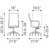 Zuo Modern Glider High Back Office Chair Taupe - Dimensions Sheet