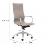 Zuo Modern Glider High Back Office Chair Taupe - With Dimensions