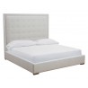 Sunpan Jackie Bed - King With Silver Linen - Angled with Cushion