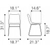 Zuo Modern Smart Dining Chair in Vintage Espresso - Dimension Sheet