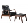 Zuo Modern Bully Lounge Chair and Ottoman in Black - Angled View