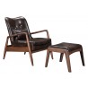 Zuo Modern Bully Lounge Chair and Ottoman in Brown - Angled