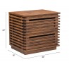 Zuo Modern Linea End Table in Walnut - With Dimensions