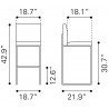Zuo Modern Genoa Barstool Gray - Dimension Sheet