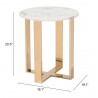 Zuo Modern Atlas End Table White and Gold - With Dimensions