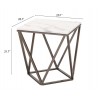 Zuo Modern Tintern End Table White and Antique Bronze - With Dimensions