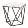 Zuo Modern Tintern End Table White and Antique Bronze - Angled View