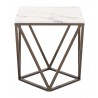 Zuo Modern Tintern End Table White and Antique Bronze - Side